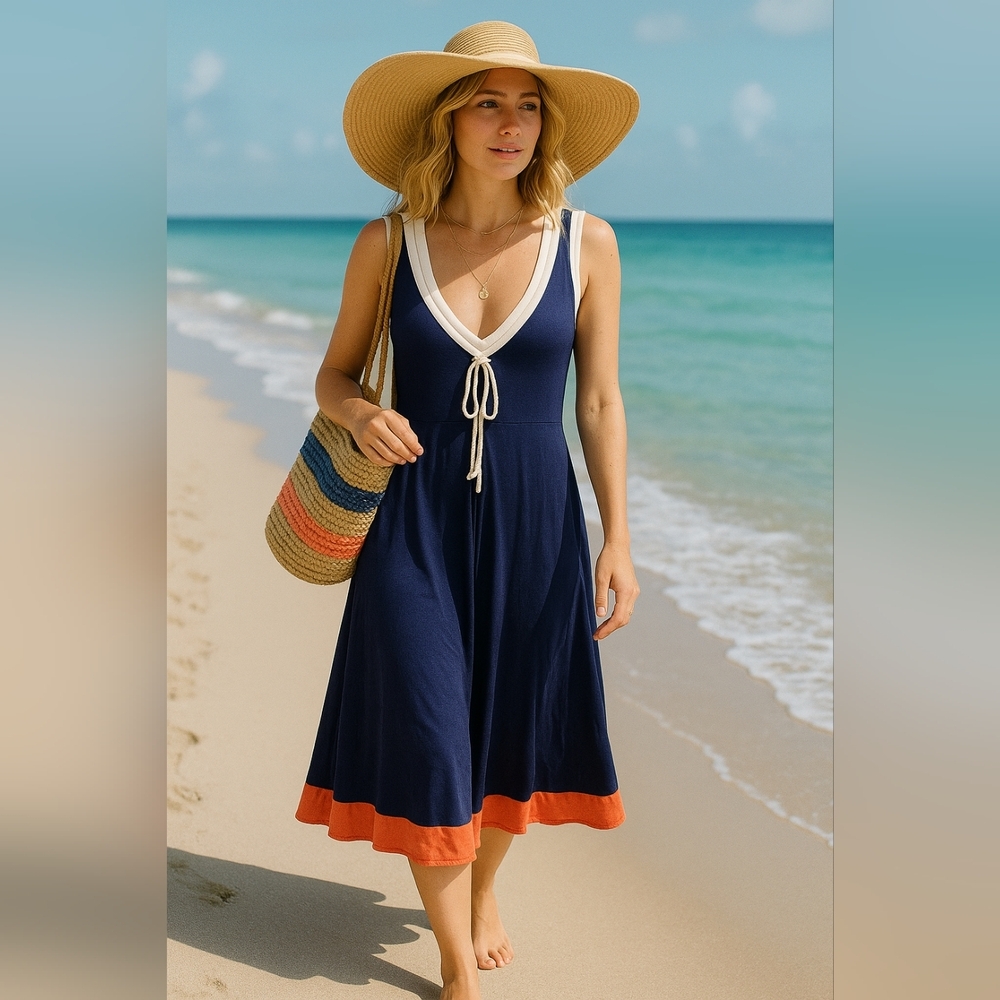 La Made V Neck Midi Summer Dress